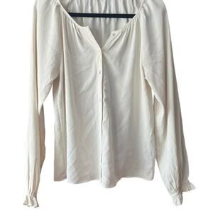 Abercrombie & Fitch Women's Button-Up Long Sleeve Blouse Top Off White Size S